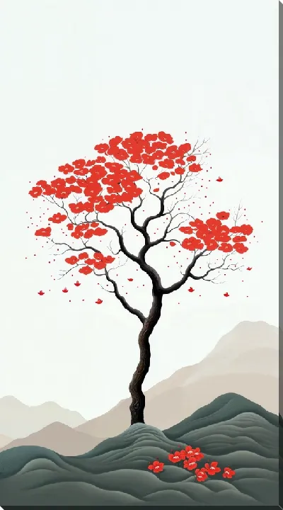 Картина маслом Дерево цветущее №22