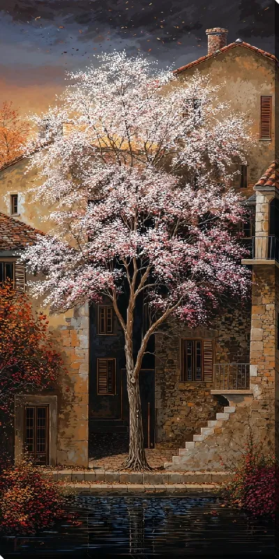 Картина маслом Дерево цветущее №25