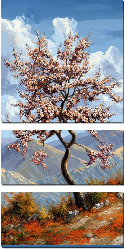 Модульная картина Дерево цветущее №27