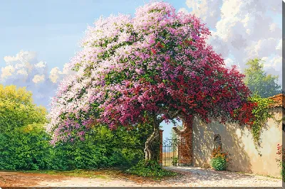 Картина маслом Дерево цветущее №32