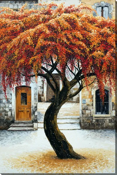 Картина маслом Дерево цветущее №36