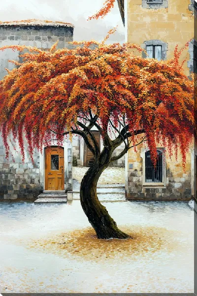 Картина маслом Дерево цветущее №39