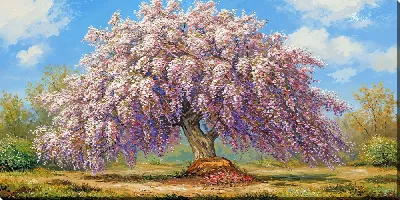 Картина маслом Дерево цветущее №40