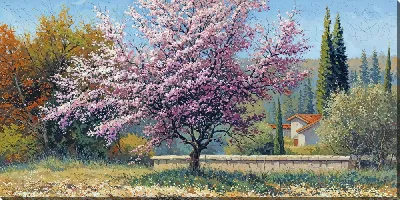 Картина маслом Дерево цветущее №41