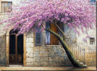 Картина маслом Дерево цветет №4