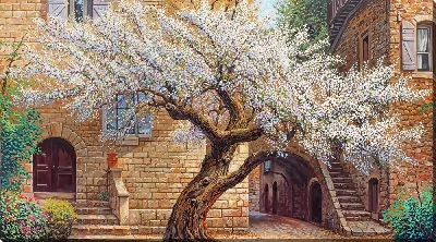 Картина маслом Дерево цветет №12