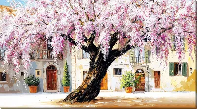 Картина маслом Дерево цветет №16