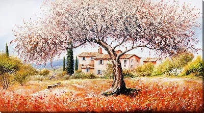 Картина маслом Дерево цветет №17