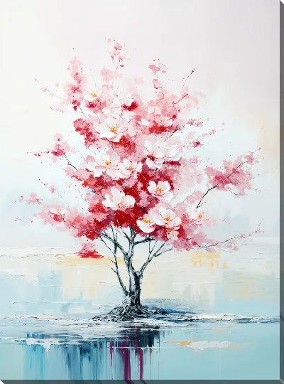 Картина маслом Дерево цветет №32