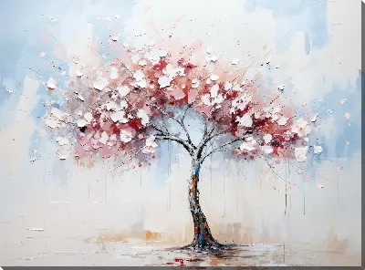 Картина маслом Дерево цветет №33