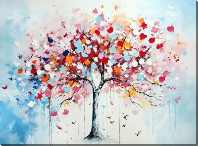 Картина маслом Дерево цветет №35