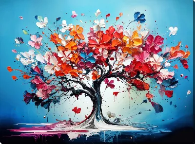 Картина маслом Дерево цветет №36