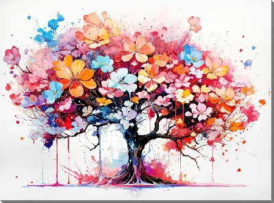 Картина маслом Дерево цветет №37