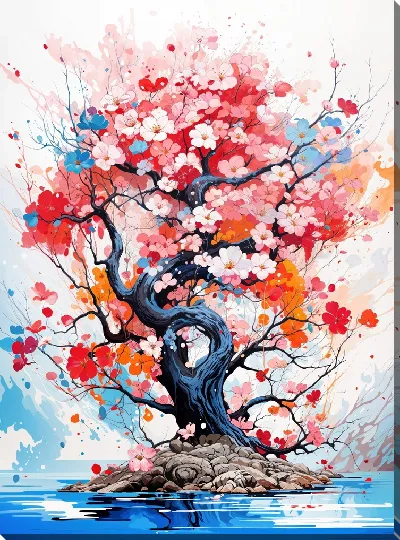 Картина маслом Дерево цветет №38