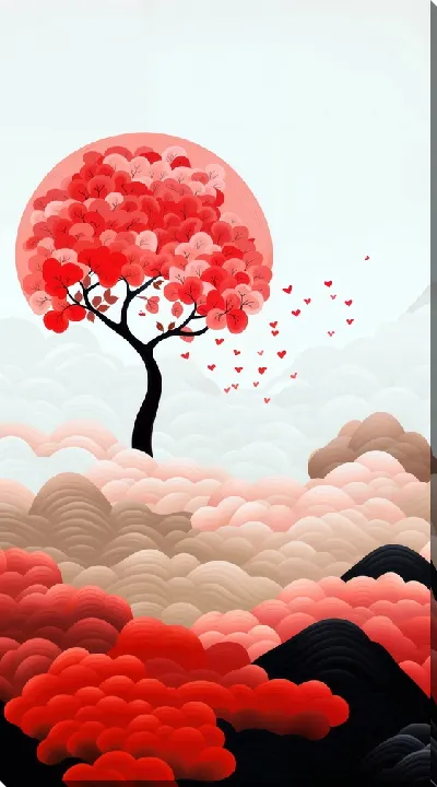 Картина маслом Дерево цветет №40