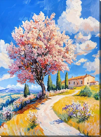 Картина маслом Дерево цветет №42