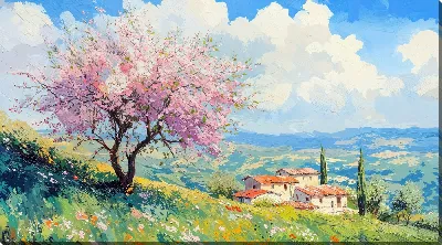 Картина маслом Дерево цветет №44