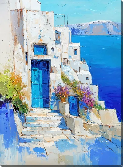 Картина маслом Санторини №8