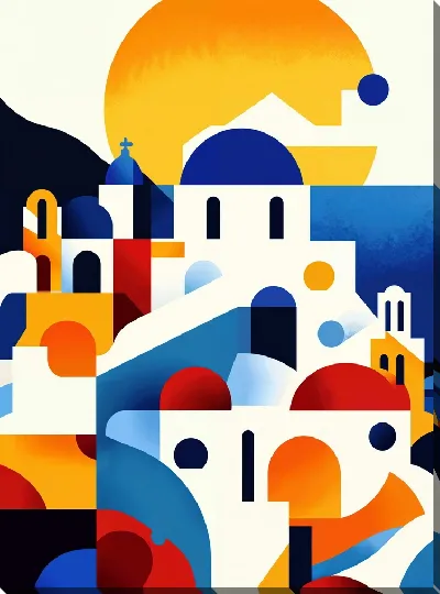 Картина маслом Санторини №9