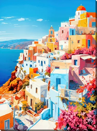 Картина маслом Санторини №14