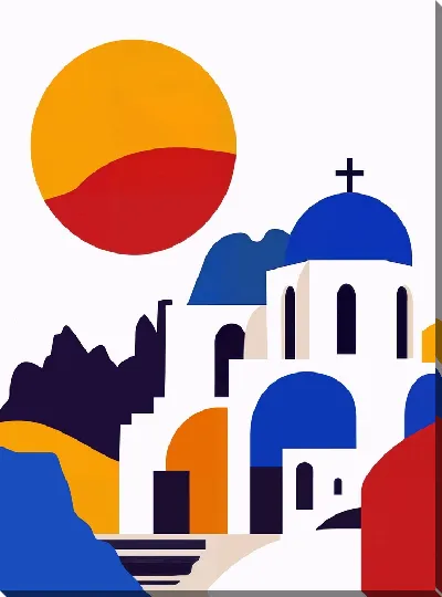 Картина маслом Санторини №15