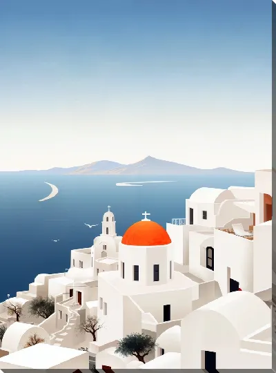 Картина маслом Санторини №16