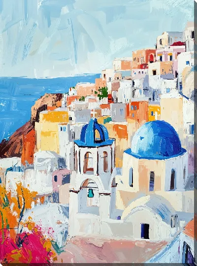 Картина маслом Санторини №18