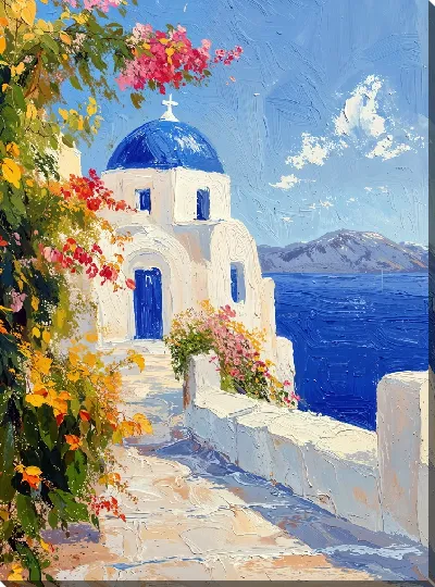 Картина маслом Санторини №19