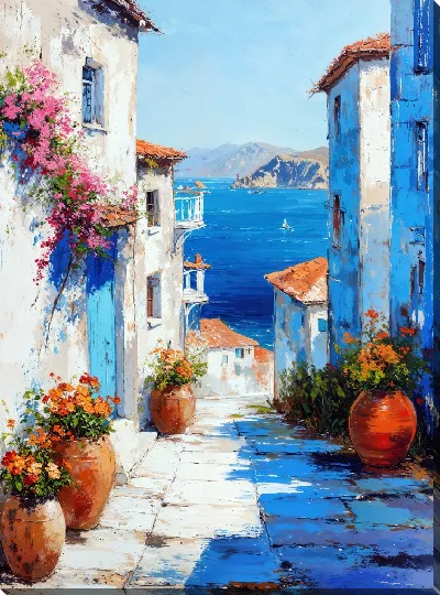 Картина маслом Санторини №20