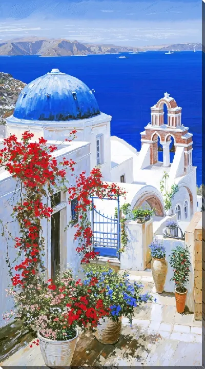 Картина маслом Санторини №24
