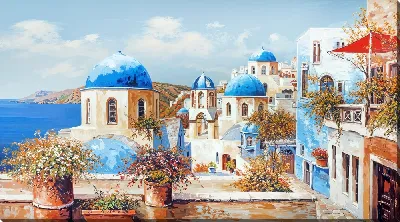Картина маслом Санторини №26