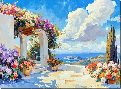 Картина маслом Санторини №28