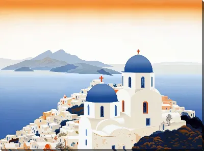 Картина маслом Санторини №30