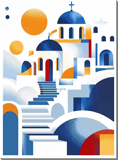 Картина маслом Санторини №31