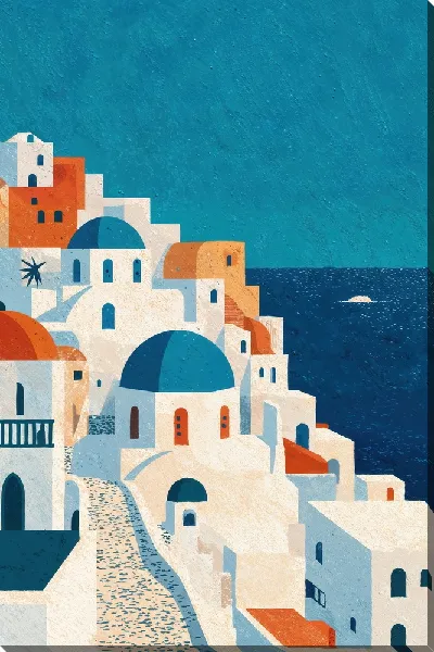 Картина маслом Санторини №32