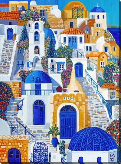 Картина маслом Санторини №33