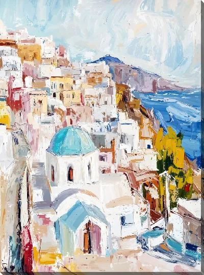 Картина маслом Санторини №34