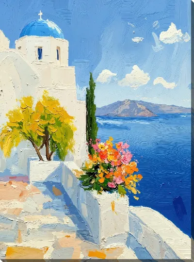 Картина маслом Санторини №37