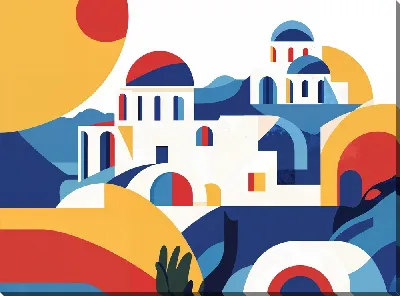 Картина маслом Санторини №41