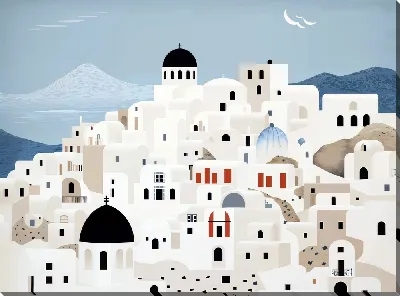 Картина маслом Санторини №44