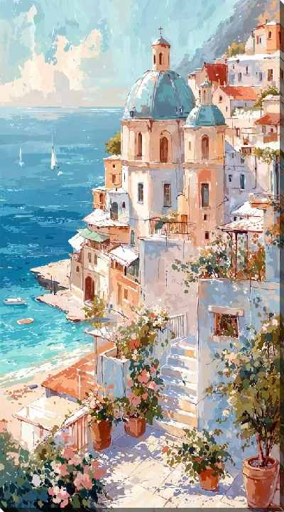 Картина маслом Санторини №46