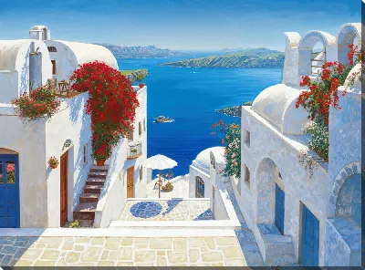 Картина маслом Санторини №53