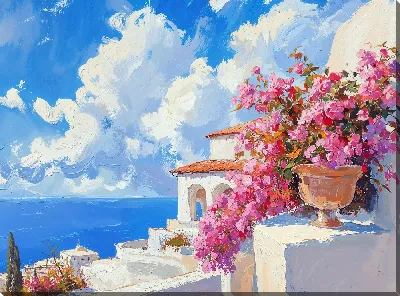 Картина маслом Санторини №54