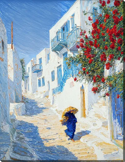 Картина маслом Санторини №56