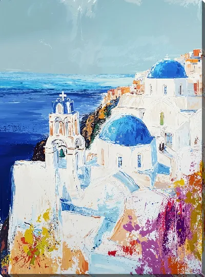 Картина маслом Санторини №57