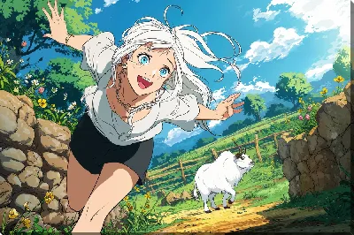 Картина маслом Аниме девушка №3