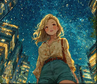 Картина маслом Аниме девушка №6