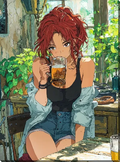 Картина маслом Аниме девушка №10