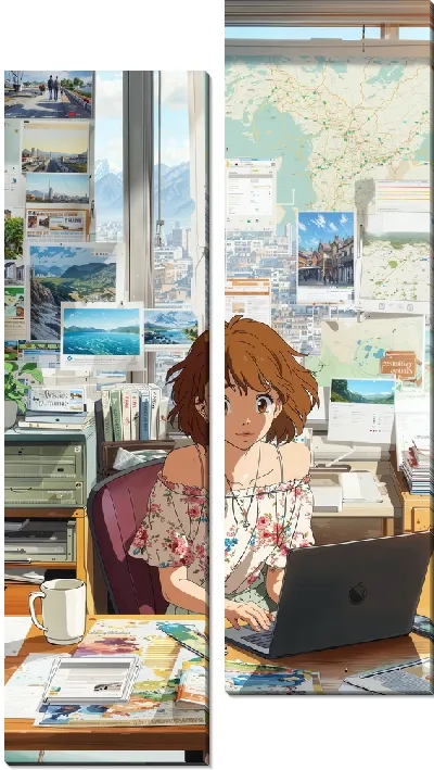 Модульная картина Аниме девушка №17