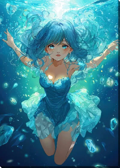 Картина маслом Аниме девушка №23